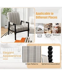 Slickblue Upholstered Accent Chair with Rubber Wood Frame for Living Room-Beige