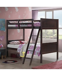 Sugift Wooden Twin Over Twin Bunk Bed Frames with Ladder and Safety Rail