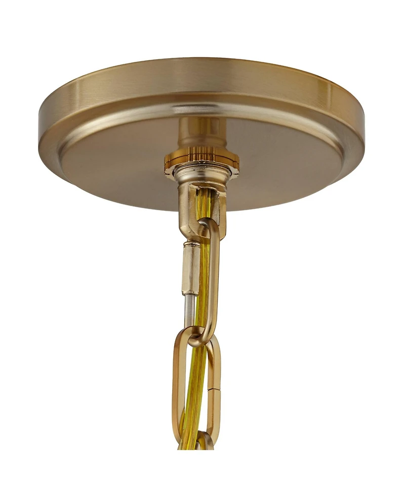 Franklin Iron Works Charleston Brass Hanging Pendant Lighting 13 1/2" Wide Modern Industrial Led Clear Glass Shade Fixture for Dining Room Living Hous