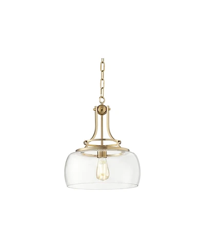 Franklin Iron Works Charleston Brass Hanging Pendant Lighting 13 1/2" Wide Modern Industrial Led Clear Glass Shade Fixture for Dining Room Living Hous
