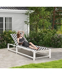 Costway Patio Lounge Chair Chaise Adjustable Reclining Chair Garden Deck Wheel