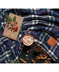 Chanasya Premium Red Cream Sherpa Plaid Throw Blanket - Soft Cozy Plush Fluffy Fleece Flannel Throws Blankets for Sofa Couch Living & Bed Room