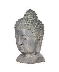 John Timberland Meditating Buddha Head Statue Sculpture Zen Asian Garden Decor Outdoor Front Porch Gray Faux Stone 18 1/2" Tall