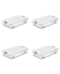 Sterilite 56 Quart Latching Stackable Wheeled Storage Container w/ Lid, (4 Pack)