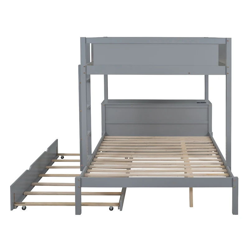 Streamdale Full/Full Bunk Bed with Trundle, Desk, and Storage