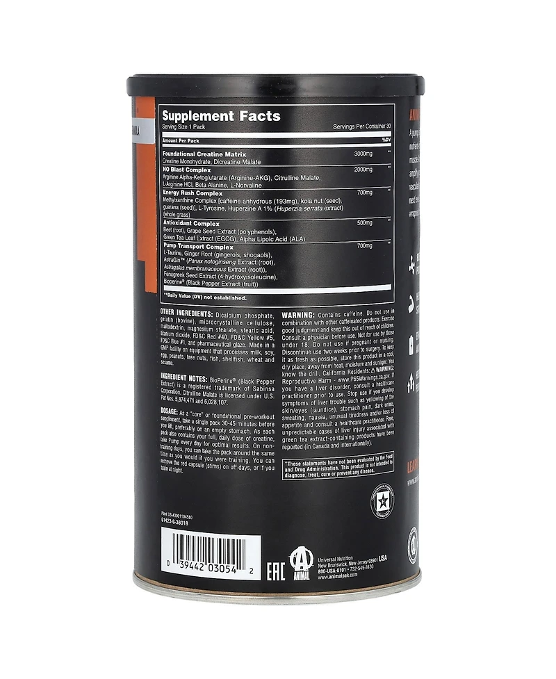 Animal Pre Workout Pump Pill Packs
