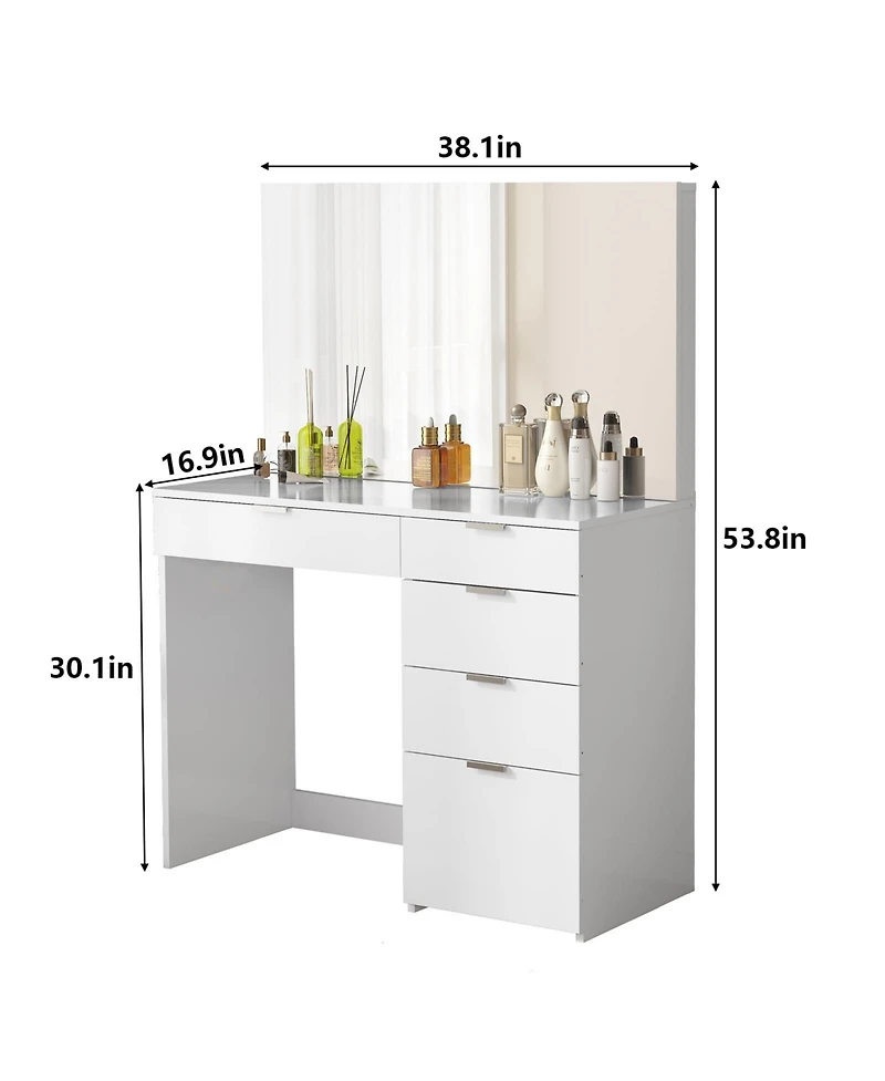 Sugift Modern Vanity Table Vanity Desk with 5 Drawers