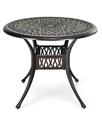 Sugift 36 Inch Patio Round Dining Bistro Table with Umbrella Hole