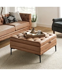 Traditional Geoffrev Lift Top Shelved Storage Cocktail Ottoman