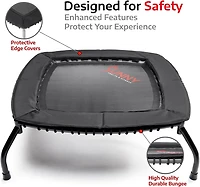 Sunny Health & Fitness Springless Mini Trampoline – Premium Adjustable Bungee-Style Indoor/Outdoor Exercise Rebounder for Quieter and Safer Wo