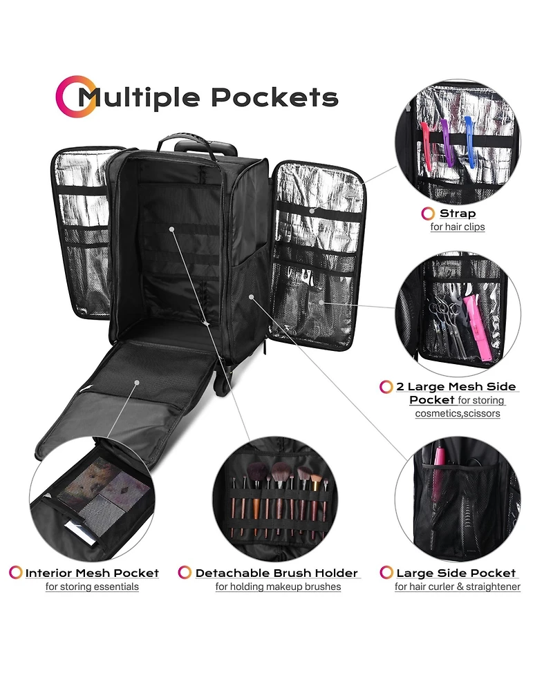 Byootique Soft Sided Rolling Makeup Train Case Cosmetic Organizer Travel Artists