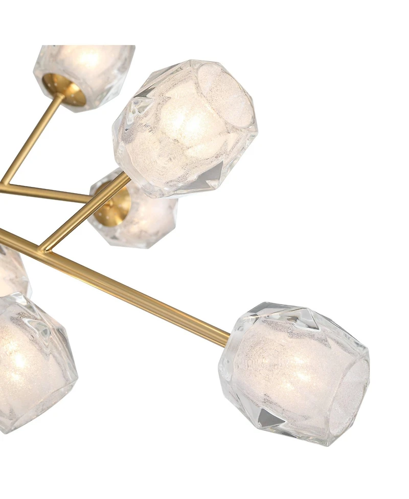 Possini Euro Design Tofay Brushed Brass Sputnik Chandelier 37 3/4" Wide Modern Led Frost Glass 12-Light Fixture for Dining Room