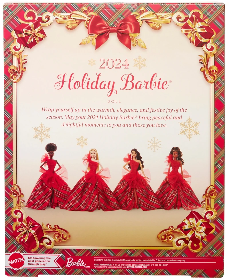 Barbie Signature 2024 Holiday Barbie Fashion Doll, Seasonal Collector Gift, Light Brown Hair with Plaid Gown