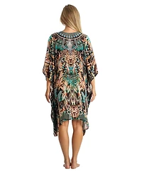 La Moda Clothing Women's V-neck Short Kaftan Dress