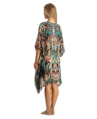 La Moda Clothing Women's V-neck Short Kaftan Dress