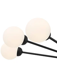 Possini Euro Design Davina Black Hanging Sputnik Chandelier Lighting 34 1/2" Wide Mid Century Modern Led Frosted White Globe Shades 18-Light Fixture f