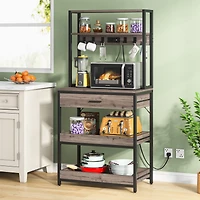 Tribesigns Bakers Rack with Power Outlets, 5-Tier Kitchen Storage Shelf, Microwave Oven Stand with Drawer, 65”H Coffee Bar Table, Kitchen Rack