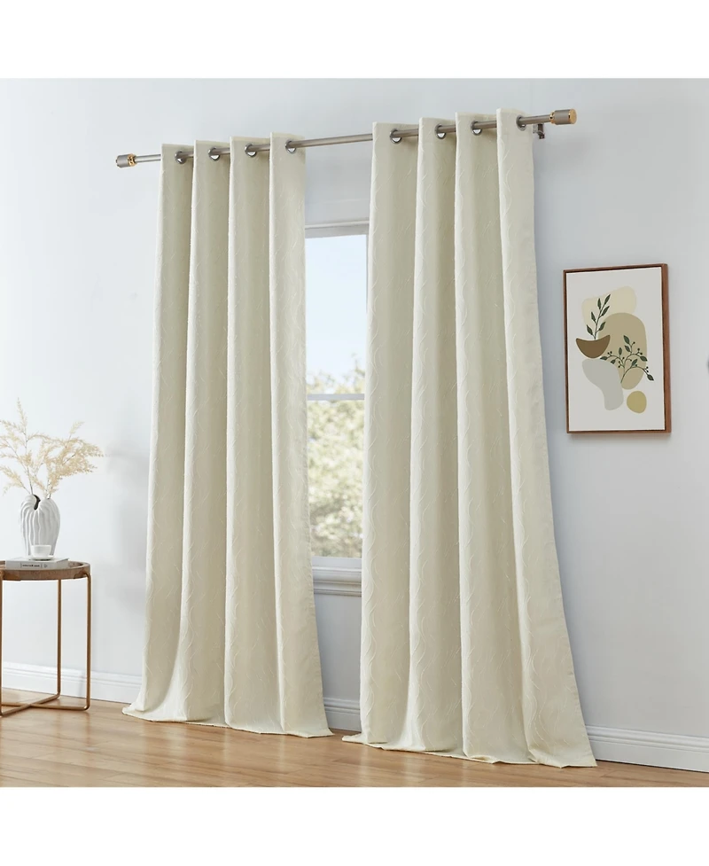 Hlc.me Camden Fashion 100% Blackout 2 Layer Winter Heat Blocking Thermal Insulated Energy Savings Window Curtain Drapery Grommet Panels for Office & B