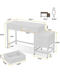 Tribesigns Vanity Desk with 5 Drawers, Makeup Vanity Table Dressing Table with Side 3-Drawer Chest, Make Up Vanities for Women, Girls (Without Mirror)