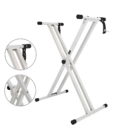 5 Core Keyboard White Stand Digital Piano Riser Adjustable X Style Electric Key Board Casio Synth Holder