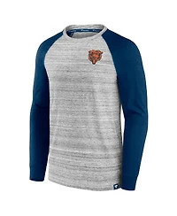 Fanatics Men's Heather Gray/Navy Chicago Bears Fair Shake Raglan Long Sleeve T-Shirt