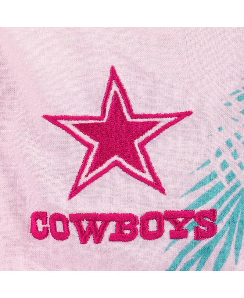 Margaritaville Women's Pink Dallas Cowboys Stadium Tie-Front Button-Up Shirt