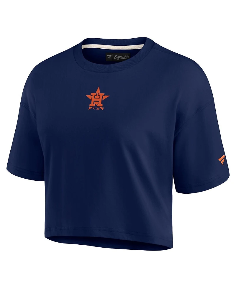 Fanatics Women's Navy Houston Astros Elements Super Soft Boxy Cropped T-Shirt