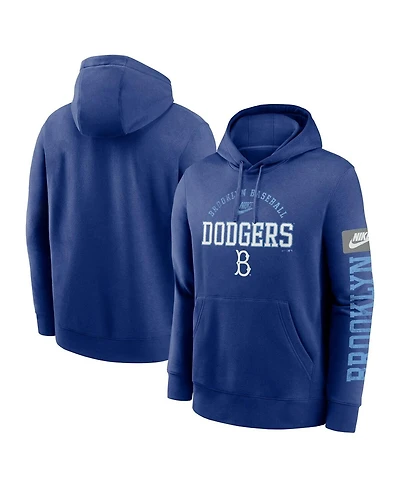 Nike Men's Royal Brooklyn Dodgers Cooperstown Collection Splitter Club Fleece Pullover Hoodie