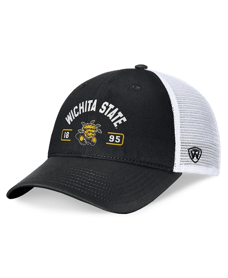 Top of the World Men's Black/White Wichita State Shockers Free Kick Trucker Adjustable Hat