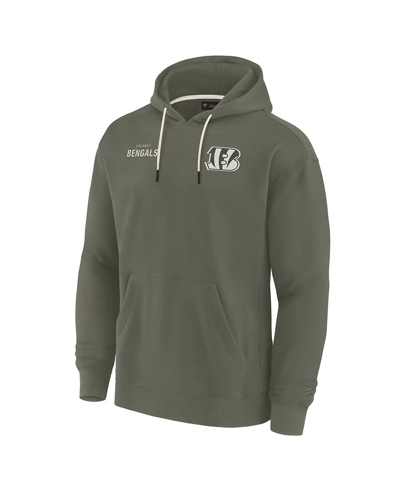 Fanatics Men's and Women's Olive Cincinnati Bengals Elements Super Soft Fleece Pullover Hoodie