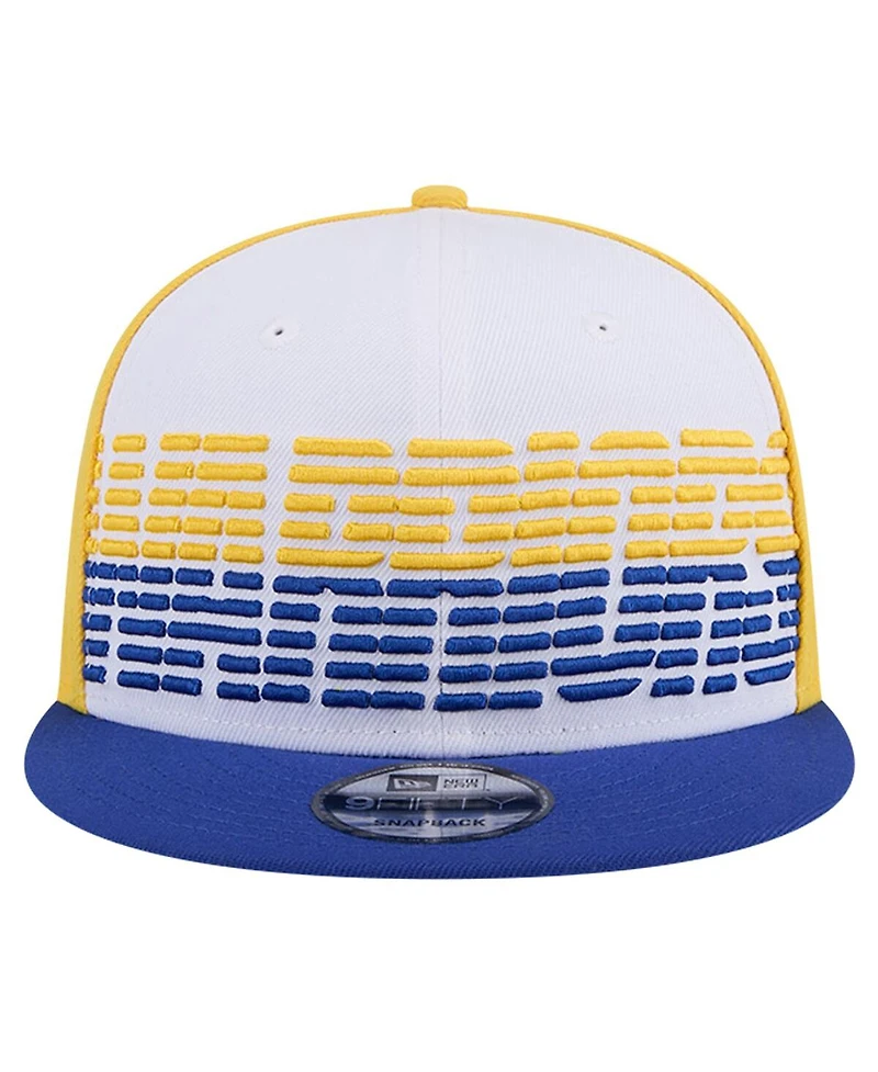 New Era Men's White/Royal Golden State Warriors Throwback Gradient Tech Font 9FIFTY Snapback Hat