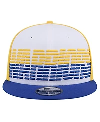 New Era Men's White/Royal Golden State Warriors Throwback Gradient Tech Font 9FIFTY Snapback Hat