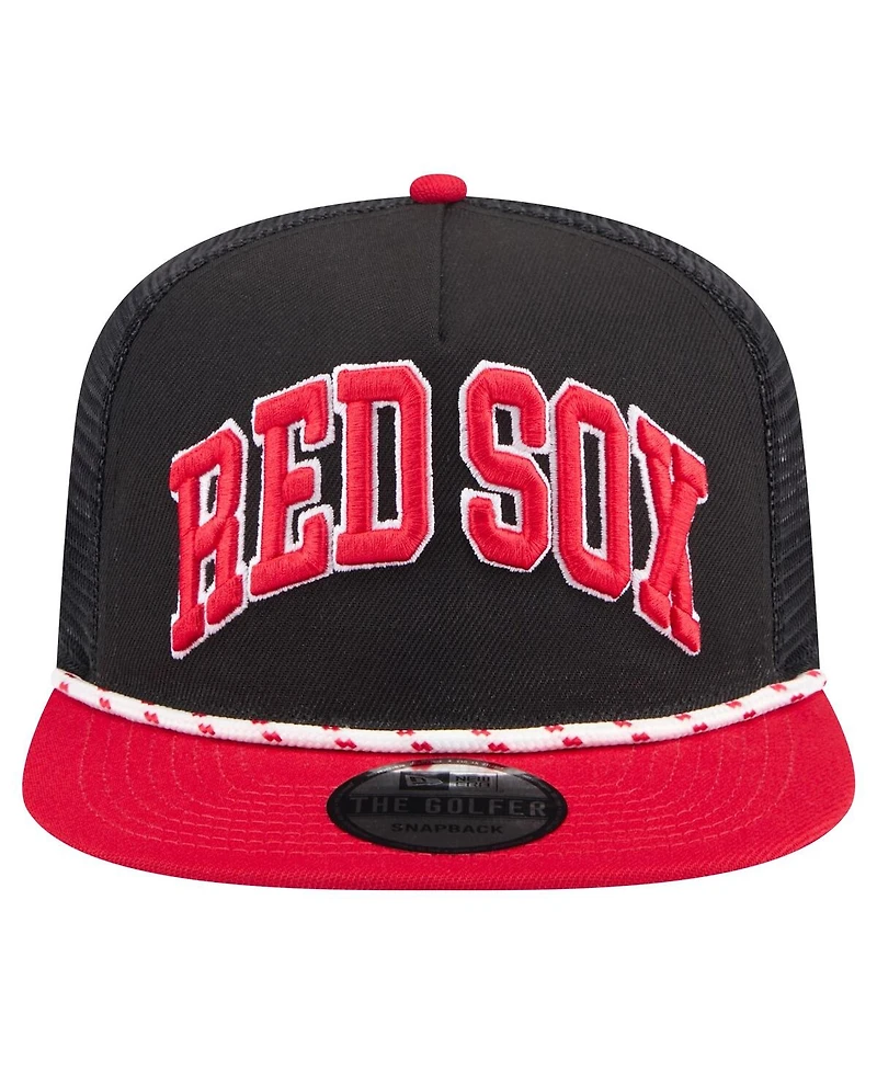 New Era Men's Black Boston Red Sox Throwback Meshback Golfer Hat