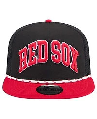 New Era Men's Black Boston Red Sox Throwback Meshback Golfer Hat