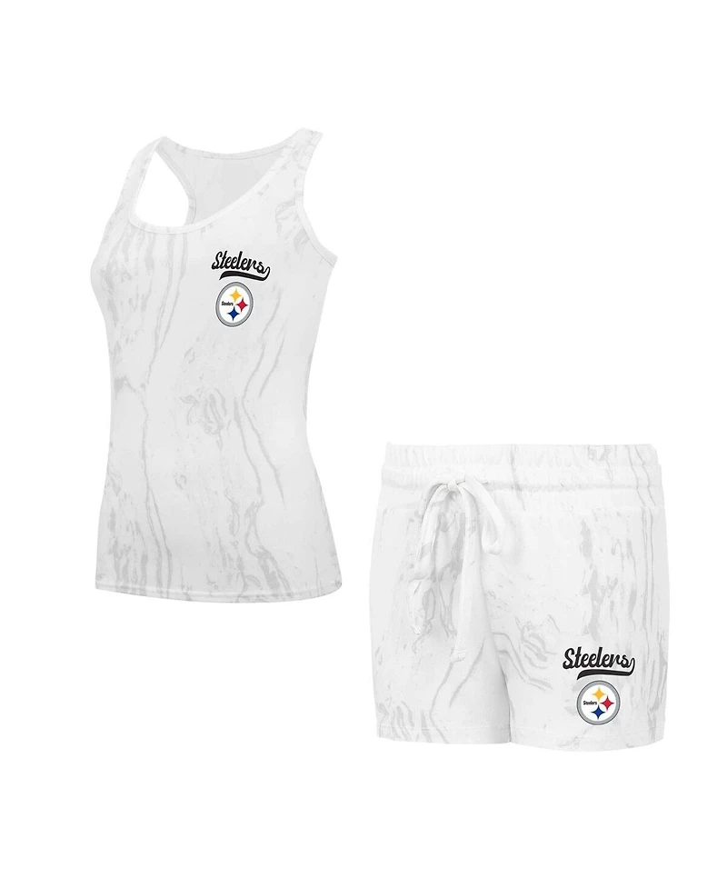 Concepts Sport Women's Pittsburgh Steelers Quartz Hacci Knit Tank Top Shorts Sleep Set
