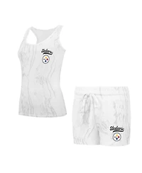 Concepts Sport Women's Pittsburgh Steelers Quartz Hacci Knit Tank Top Shorts Sleep Set
