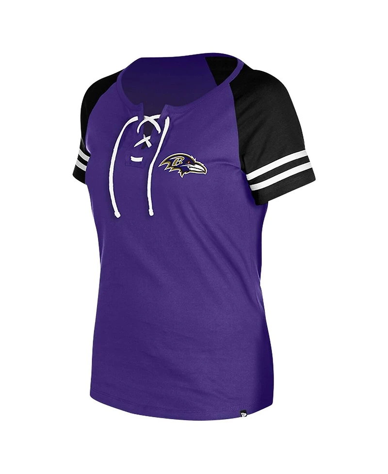 New Era Women's Purple Baltimore Ravens Lace-Up Raglan T-Shirt