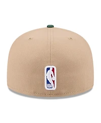 New Era Men's Tan/Hunter Green Milwaukee Bucks 2024 Nba Draft 59FIFTY Hat