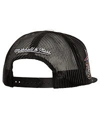 Mitchell & Ness Men's Black Philadelphia 76ers Roper Meshback Trucker Snapback Hat