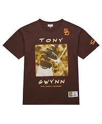 Mitchell & Ness Men's Tony Gwynn Brown San Diego Padres Cooperstown Collection Heavyweight Premium Player vintage-like Logo T-Shirt
