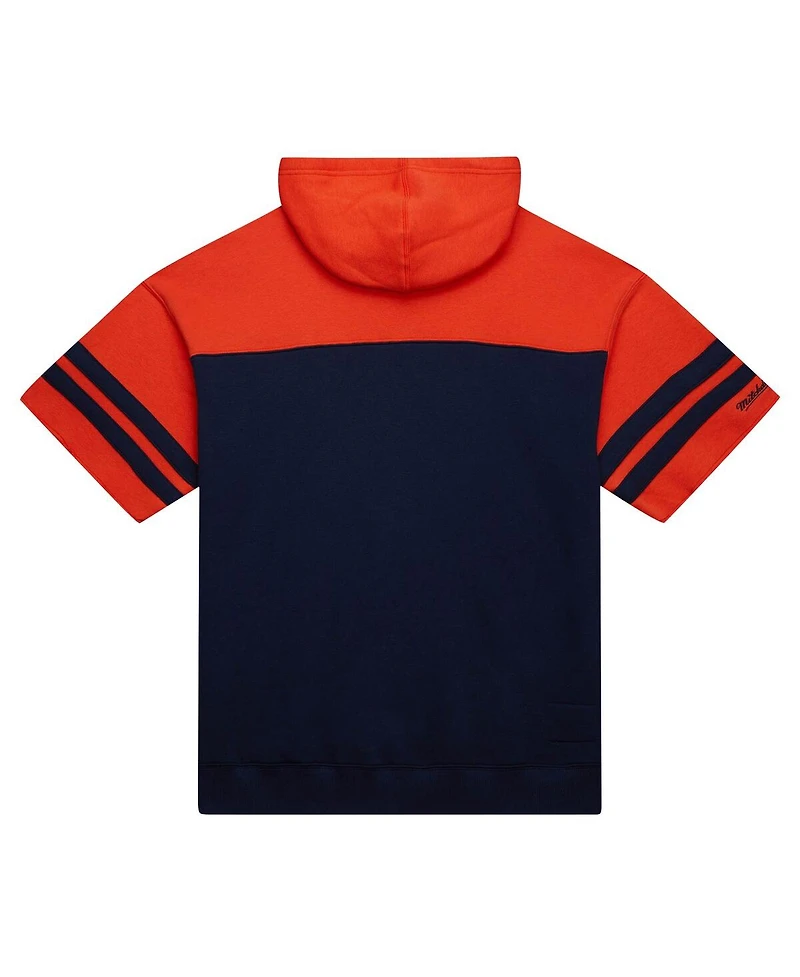 Mitchell & Ness Men's Navy Chicago Bears Off Field Vintage-like Logo Short Sleeve Pullover Hoodie