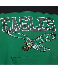 Mitchell & Ness Men's Kelly-Green Philadelphia Eagles Off Field vintage-like Logo Short Sleeve Pullover Hoodie