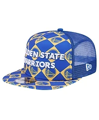 New Era Men's Royal Golden State Warriors Seeing Diamonds A-Frame Trucker 9FIFTY Snapback Hat