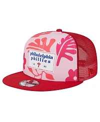 New Era Men's Red Philadelphia Phillies Bikini Bottom Trucker 9FIFTY Snapback Hat