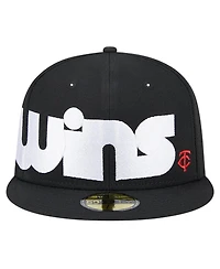 New Era Men's Black Minnesota Twins Checkered Undervisor 59FIFTY Fitted Hat