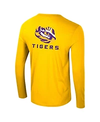 Colosseum Men's Gold Lsu Tigers Logo Lockup 3-Hit Active Blend Long Sleeve T-Shirt