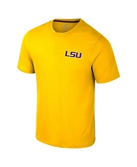 Colosseum Men's Gold Lsu Tigers Logo Lockup 2-Hit Active Blend T-Shirt