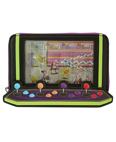 Loungefly Teenage Mutant Ninja Turtles 40th Anniversary Vintage-like Arcade Lenticular Glow Zip-Around Wallet