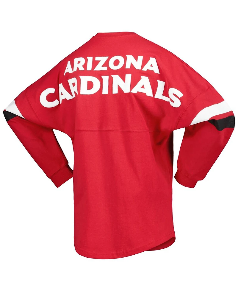 Fanatics Women's Cardinal Arizona Cardinals Spirit Jersey Lace-Up V-Neck Long Sleeve T-Shirt