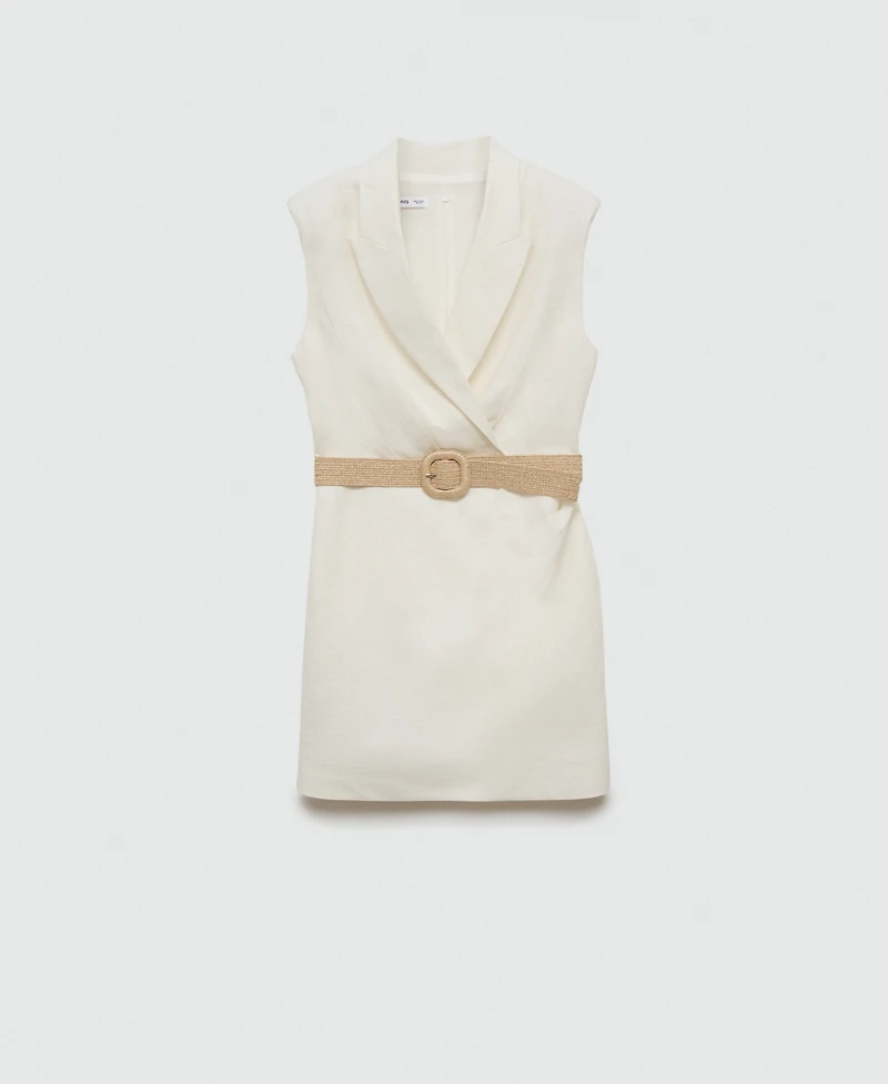 Mango Women's Belt Linen Dress